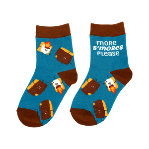 S'mores by Late Night Snacks - S/M Youth Cotton Blend Crew Socks