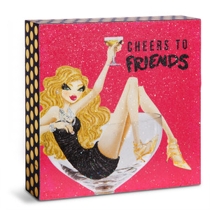 Cheers to Friends by Girlfinds - 4" x 4" Plaque