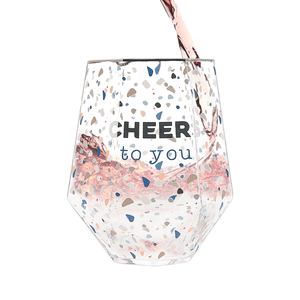 Cheers To You by Happy Confetti to You - 16 oz Geometric Glass
