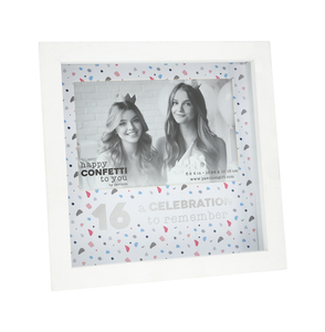 16 by Happy Confetti to You - 7.5" Shadow Box Frame
(Holds 6" x 4" Photo)
