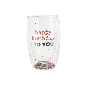 Happy Birthday by Happy Confetti to You - 14 oz Double-Walled Glass