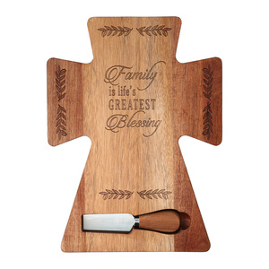 Family by Blessed by You - 12" Acacia Cheese/Bread Board Set