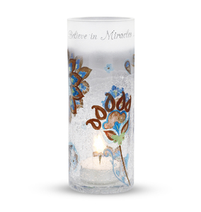 Miracles by Perfectly Paisley - 6" Glass Cyl. Candle Holder