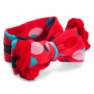 Coral and Blue Polka Dot by Izzy & Owie - Ruffled Knitted Headband