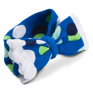 White and Navy Polka Dot by Izzy & Owie - Ruffled Knitted Headband
