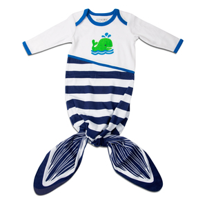 Navy and White Whale by Izzy & Owie - 0-9 Months Knotted Onesie