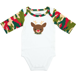 Christmas Camo Reindeer by Izzy & Owie - 12-24 Months 3/4 Sleeve Bodysuit