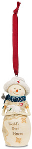 Nurse by The Birchhearts - 4" Snowwoman Holding a Bunny Ornament