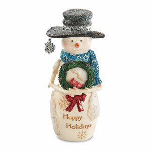 Happy Holidays by The Birchhearts - 5" Snowman holding wreath