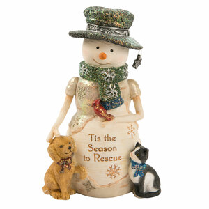Rescue by The Birchhearts - 5" Snowman with Puppy & Kitty
