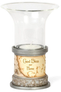 God Bless Our Home by Elements - 5.5" Tea Light/Votive Holder
