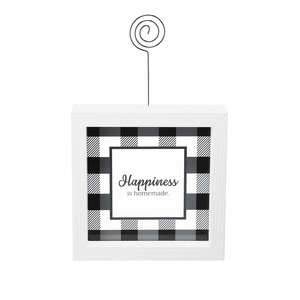 Happiness by Farmhouse Family - 5" Framed Glass Plaque with Photo Clip