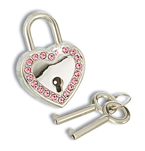 Padlock by LAYLA - 1.75" Heart with Pink Gemstones