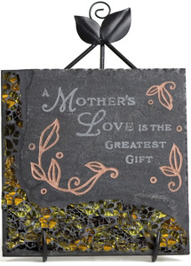 Mother Mosaic by Fragments - 5" Slate Square Plaque with Stand