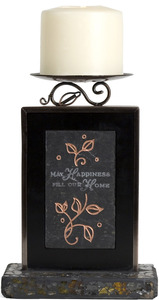 Happiness Mosaic by Fragments - 8" Slate Candle Holder