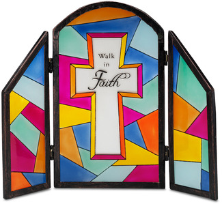 Walk in Faith by Shine on Me - 7" x 6" Glass Panel Plaque