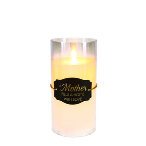 Mother by Candle Decor - 7" Clear Luster Realistic Flame Candle  