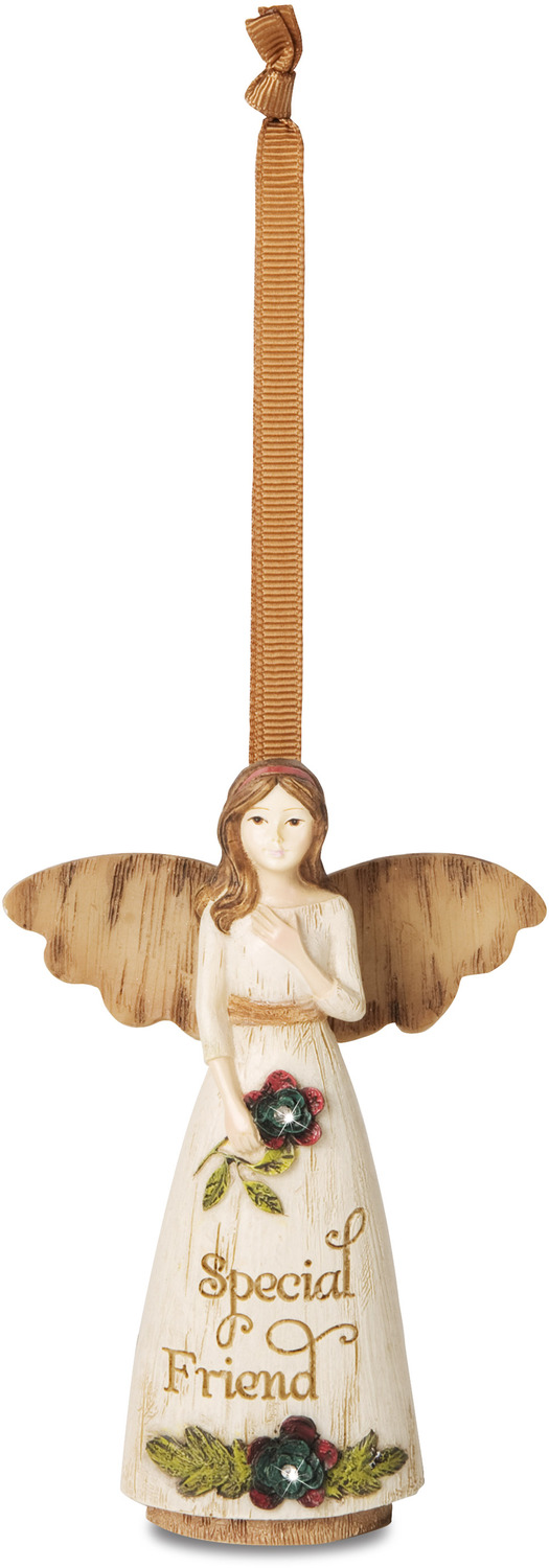 Special Friend by Simple Spirits - Special Friend - 4.5" Angel Ornament Holding Flower
