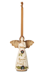 Special Friend by Simple Spirits - 4.5" Angel Ornament Holding Flower
