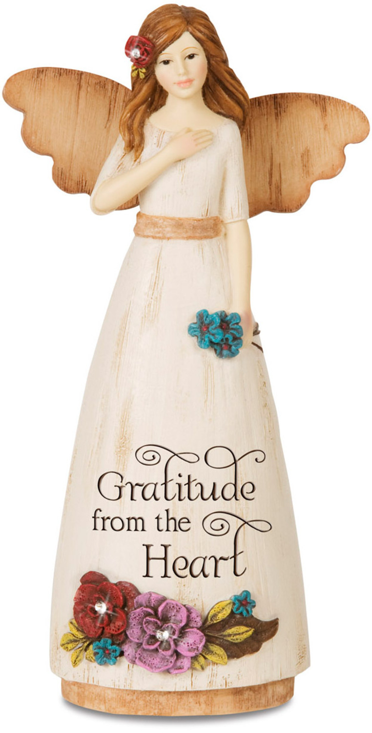 Thank You by Simple Spirits - Thank You - 6" Angel Holding Flower