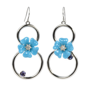 Tanzanite Earrings by Ava Collection - Flowered  w/Silver Circles