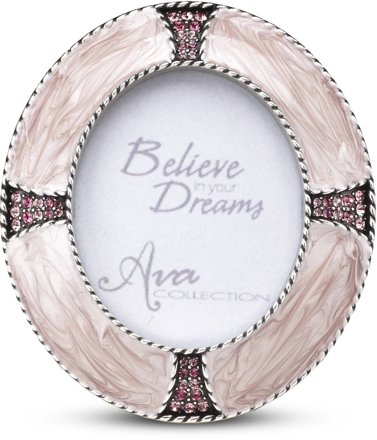 Pink Rose Oval Photo Frame by Ava Collection - Pink Rose Oval Photo Frame - 3" x 3.5" Pink Frame with Gems (Holds 1.75" x 2.25" Photo)