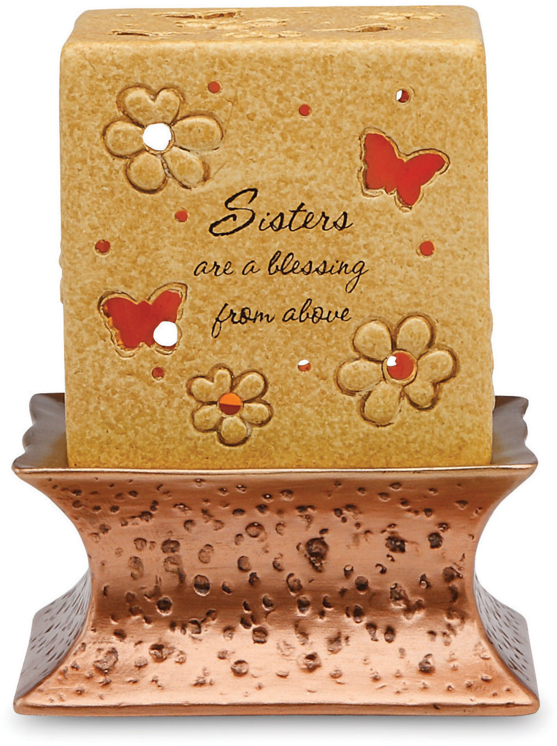 Sisters are a Blessing by Comfort Candles - Sisters are a Blessing - 3.5" Pierced Square Candle Holder