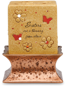 Sisters are a Blessing by Comfort Candles - 3.5" Pierced Square Candle Holder