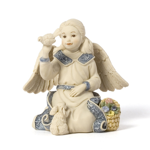 Angel Holding Dove by Sarah's Angels - 3.5" w/Flowers and Bunny