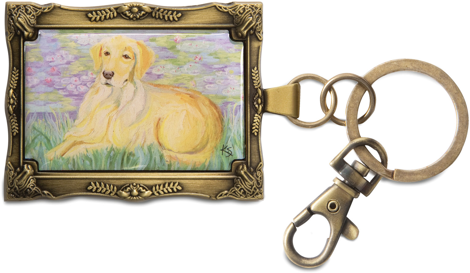 Golden Retriever - Bonet by Paw Palettes - <em>Golden Retriever</em> - Claude Monet Style Keychain -