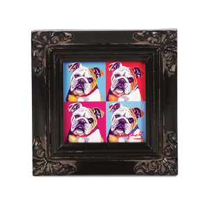 Bulldog - Woofhol by Paw Palettes - 3.5"x3.5" Framed Canvas