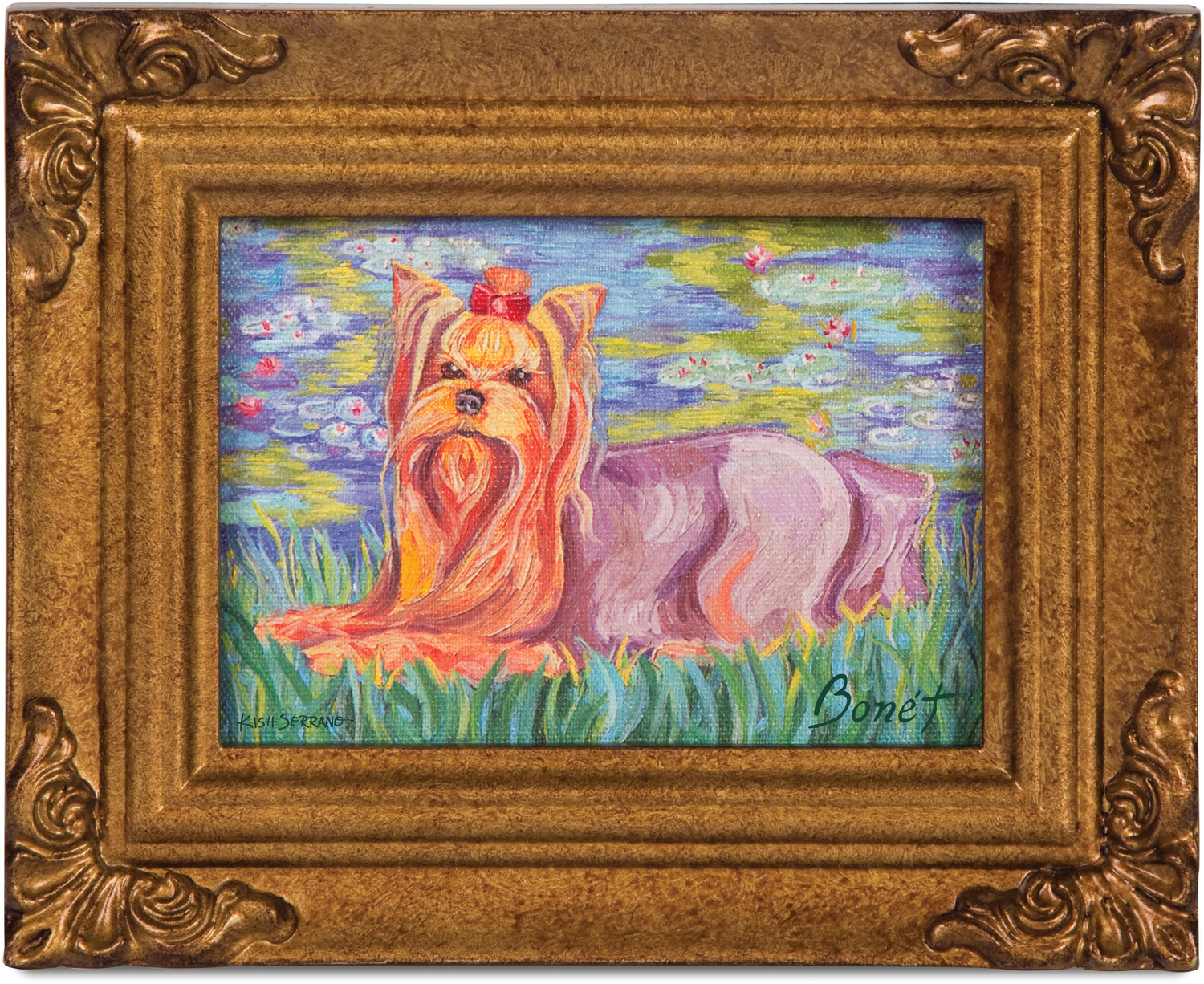 Yorkshire Terrier - Bonet by Paw Palettes - Yorkshire Terrier - Bonet - 3.5"x5" Framed Canvas