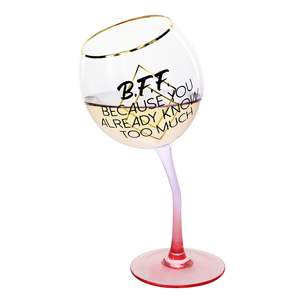 B.F.F. by Salty Celebration - 11 oz Tipsy Stemmed Wine Glass