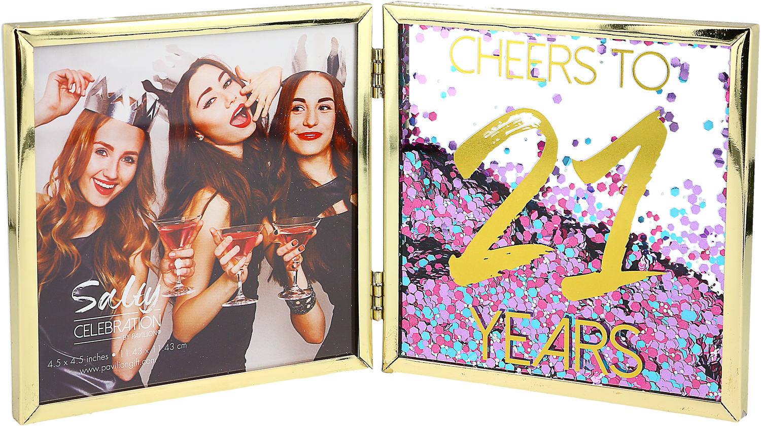 Cheers to 21 by Salty Celebration - Cheers to 21 - 4.75" Hinged Sentiment Frame