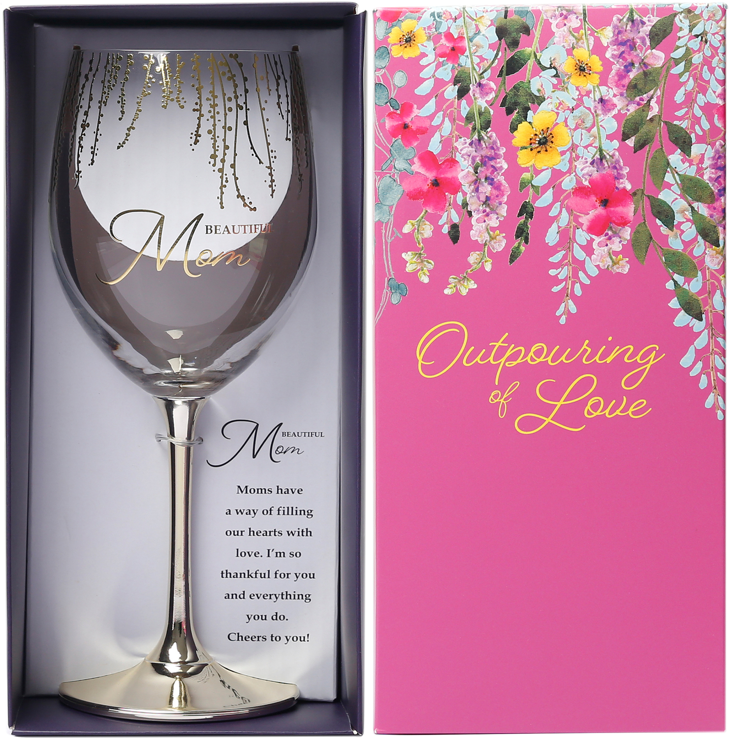Mom  by Outpouring of Love - Mom  - Gift Boxed 19 oz Crystal Wine Glass