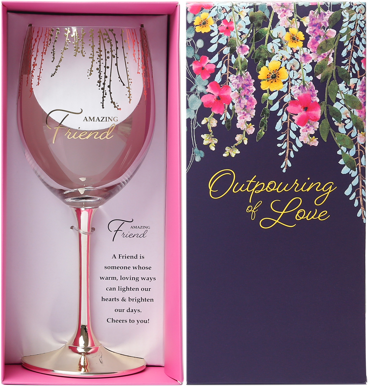 Friend by Outpouring of Love - Friend - Gift Boxed 19 oz Crystal Wine Glass