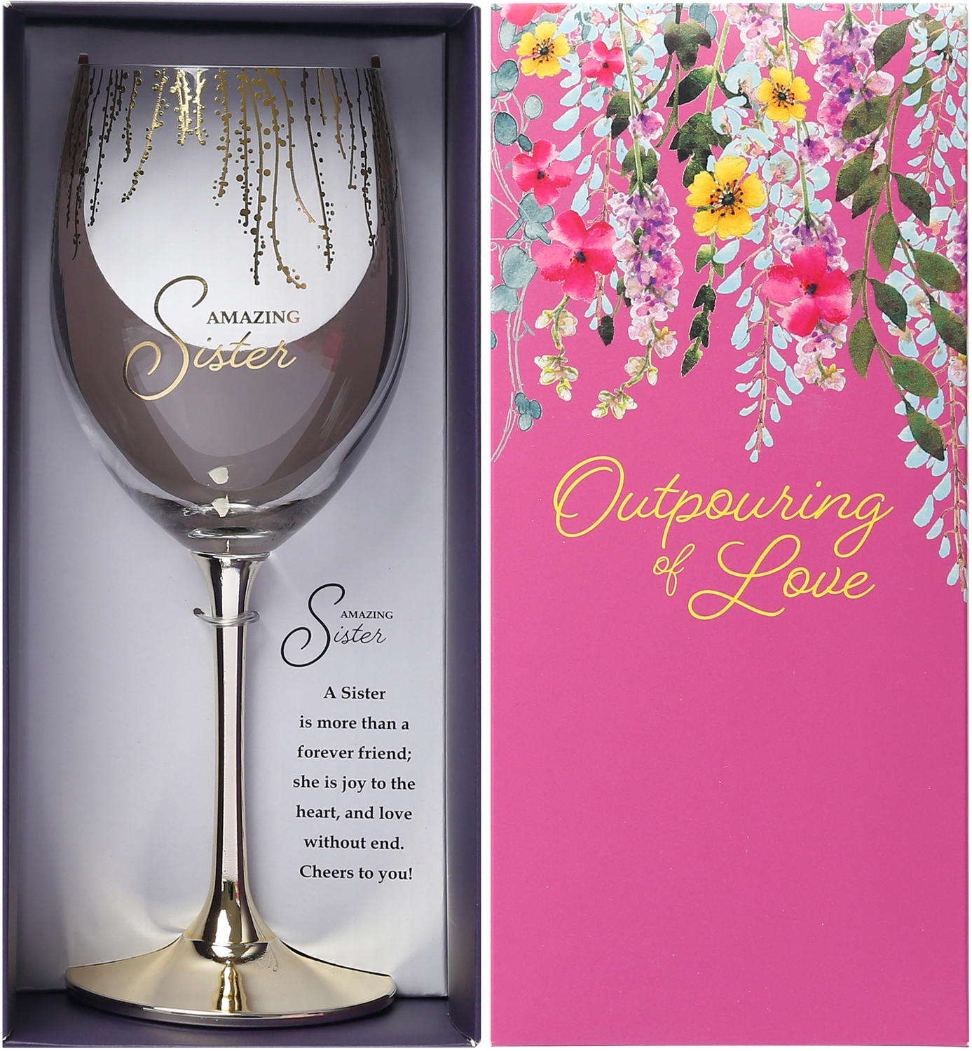 Sister by Outpouring of Love - Sister - Gift Boxed 19 oz Crystal Wine Glass