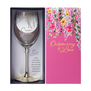 Sister by Outpouring of Love - Gift Boxed 19 oz Crystal Wine Glass