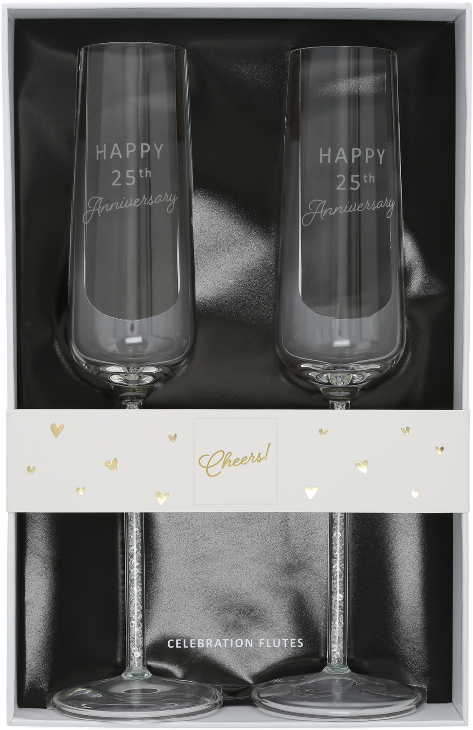 25th Anniversary  by Outpouring of Love - 25th Anniversary  -  Gift Boxed 7 oz Glass Toasting Flute Set