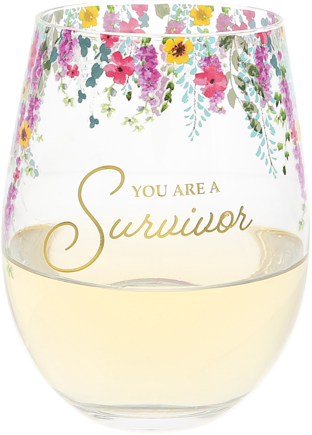 You Are a Survivor by Outpouring of Love - You Are a Survivor - Gift Boxed 17 oz Stemless Wine Glass