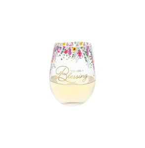 You Are a Blessing by Outpouring of Love - Gift Boxed 17 oz Stemless Wine Glass