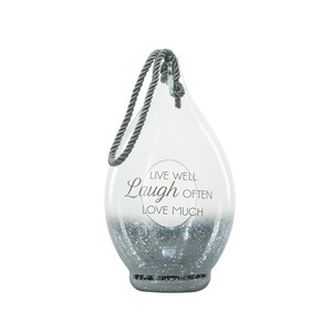 Live Laugh Love by Lots of Lanterns - 15.5" Smoke Glass Lantern