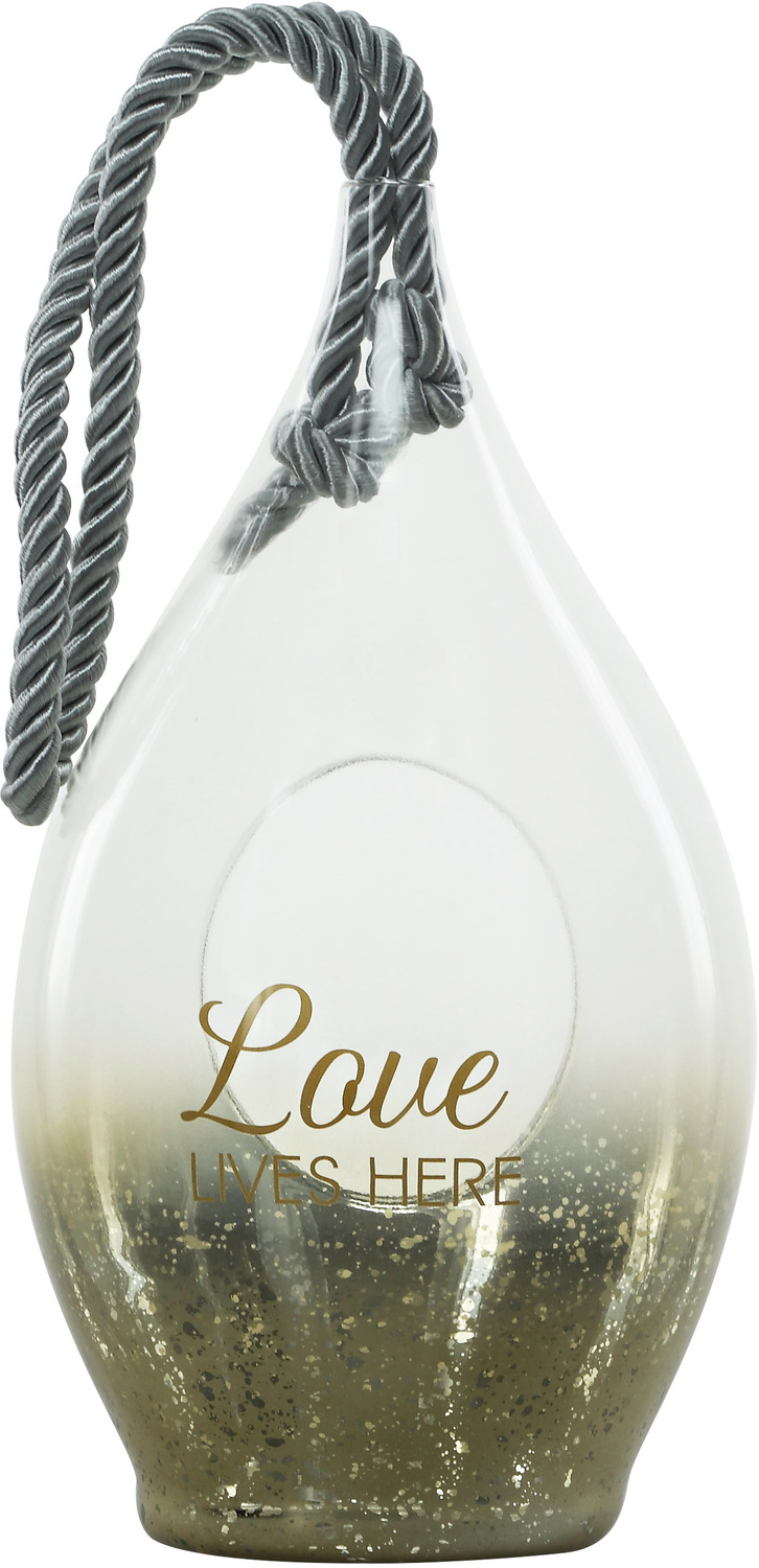Love by Lots of Lanterns - Love - 11.5" Gold Glass Lantern