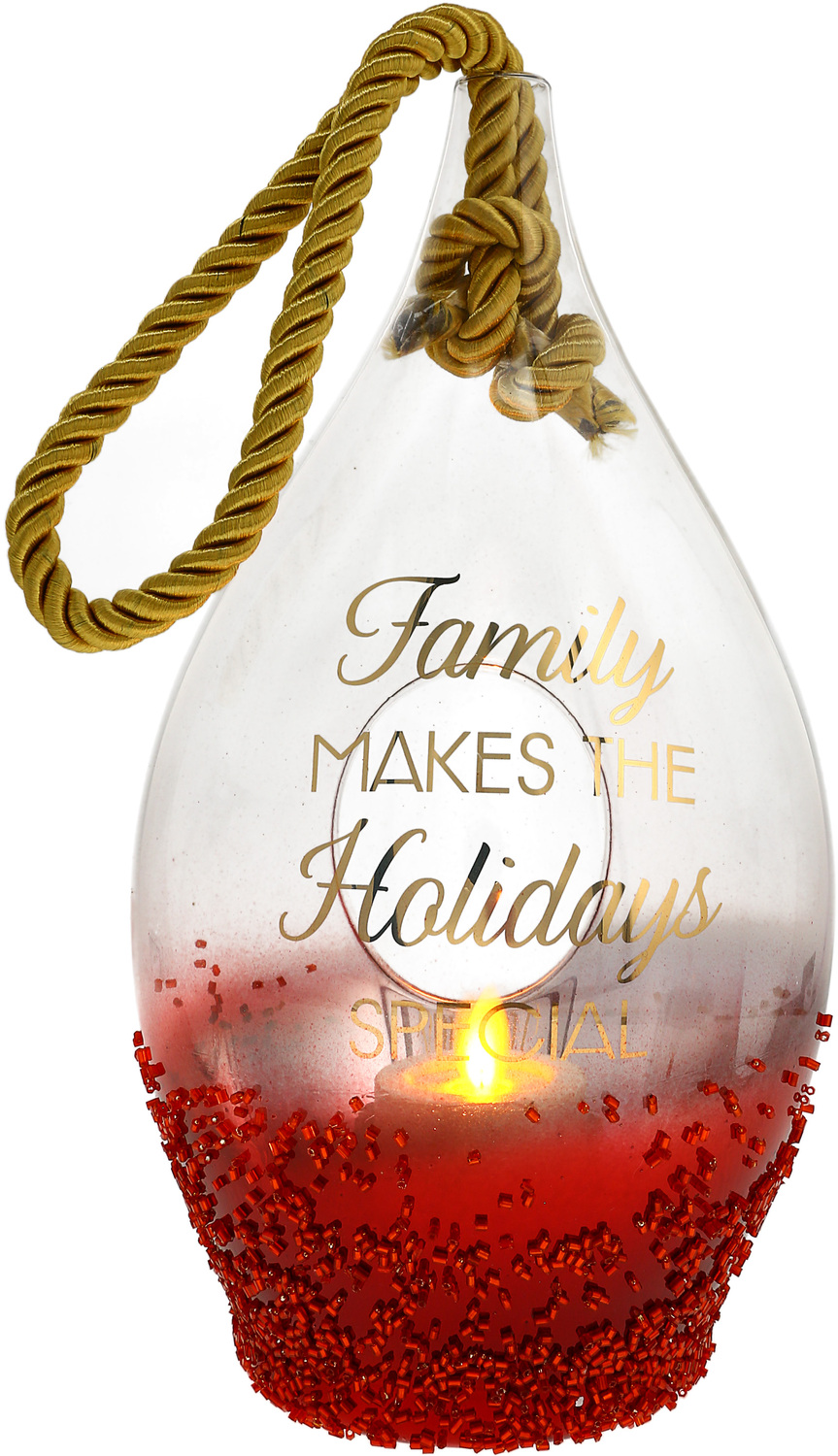 Holiday Family by Lots of Lanterns - Holiday Family - 11.5" Ruby Beaded Glass Lantern