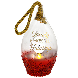 Holiday Family by Lots of Lanterns - 11.5" Ruby Beaded Glass Lantern