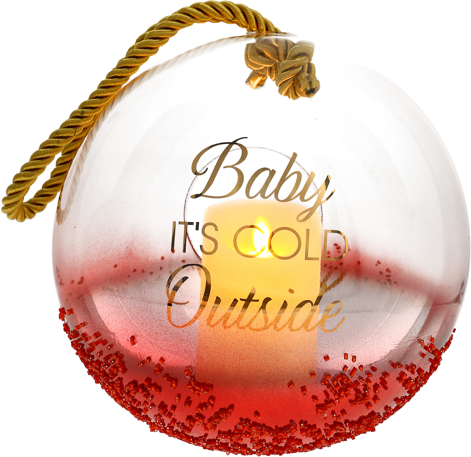 Baby It's Cold by Lots of Lanterns - Baby It's Cold - 9.5" Ruby Beaded Glass Lantern