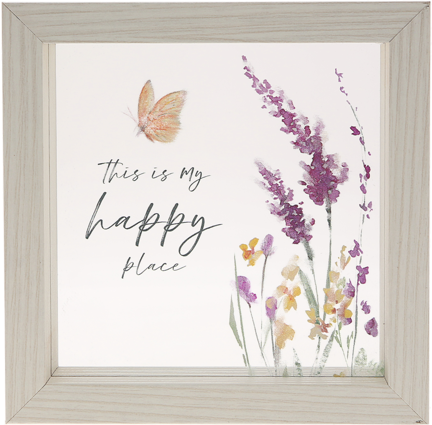Happy by Meadows of Joy - Happy - 5" x 5" Framed Glass Plaque