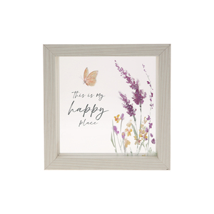 Happy by Meadows of Joy - 5" x 5" Framed Glass Plaque