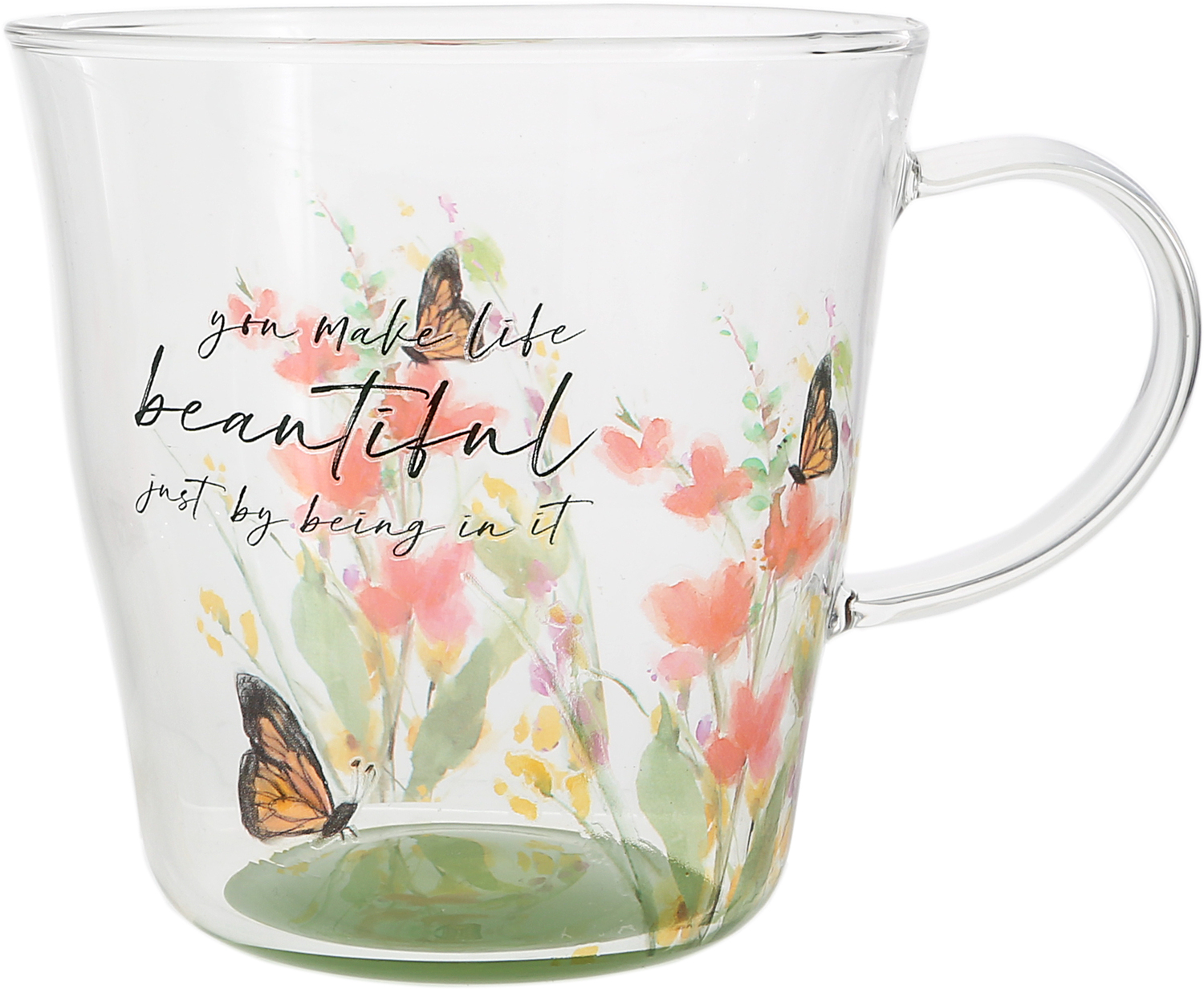 Make Life Beautiful by Meadows of Joy - Make Life Beautiful - 13.5 oz Glass Cup 