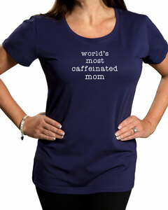 Caffeinated Mom by Mom Love - Small Navy Blue T-Shirt
